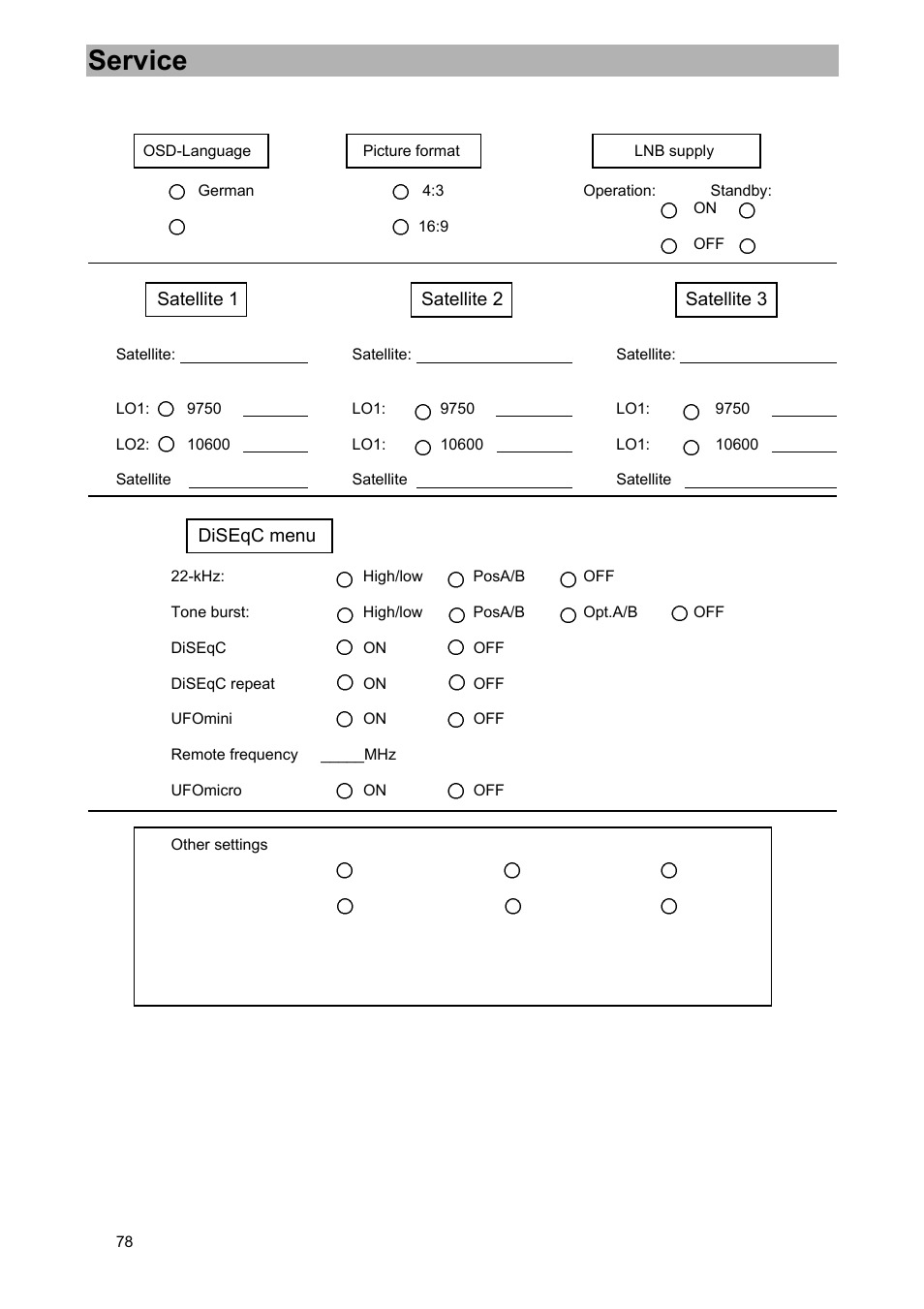 Service | Kathrein UFD 540 User Manual | Page 78 / 80