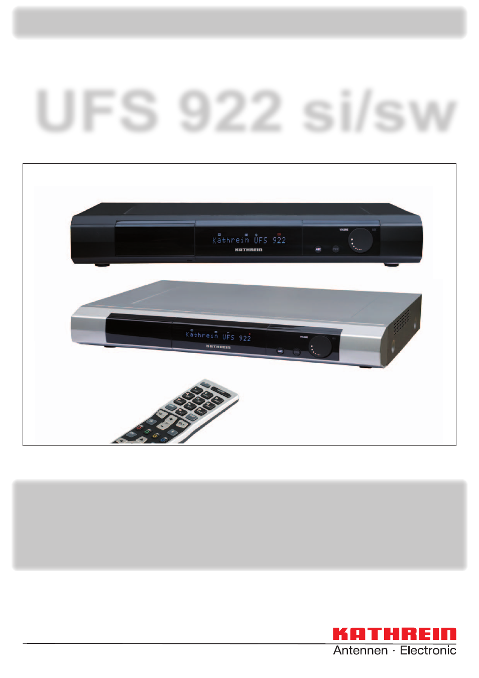 Kathrein UFS 922 si User Manual | 184 pages