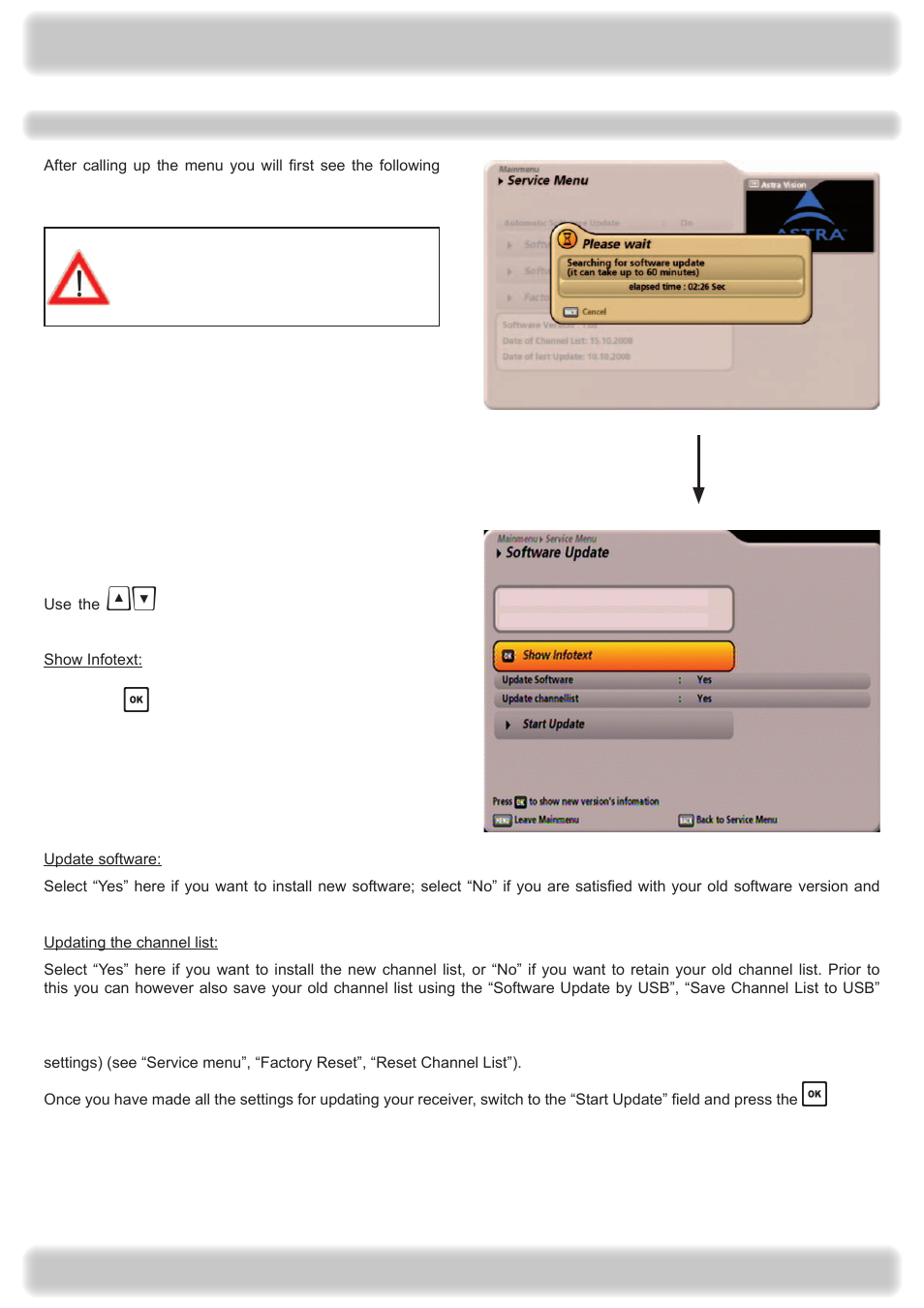 Main menu - service menu | Kathrein UFS 922 si User Manual | Page 107 / 184