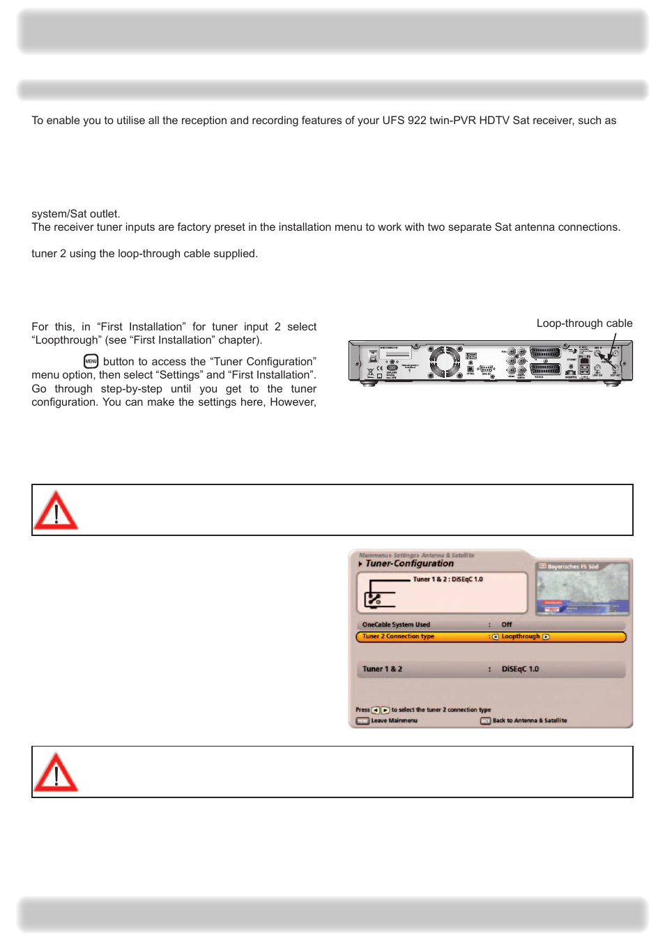 Connection and setup | Kathrein UFS 922 si User Manual | Page 11 / 184