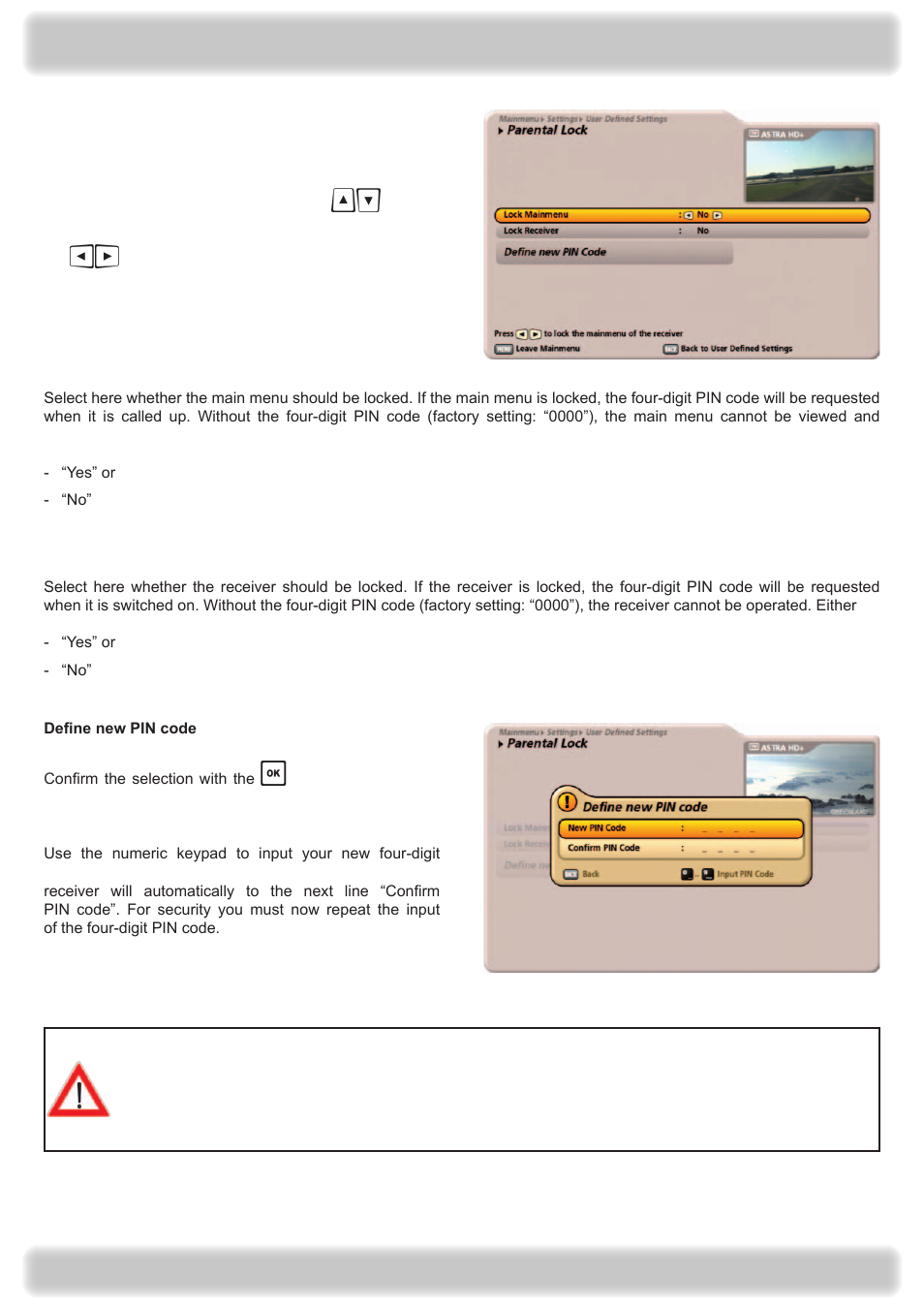 Main menu - settings | Kathrein UFS 922 si User Manual | Page 117 / 184