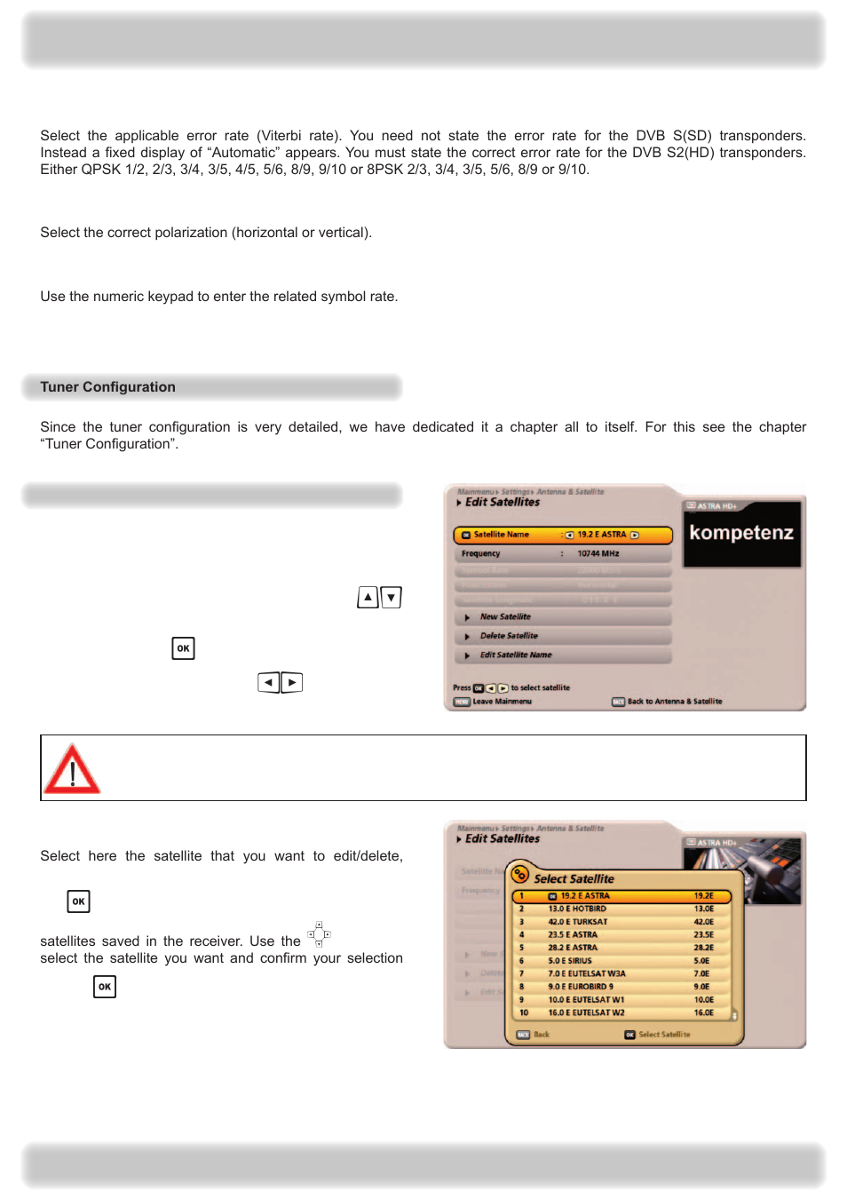 Main menu - settings | Kathrein UFS 922 si User Manual | Page 122 / 184