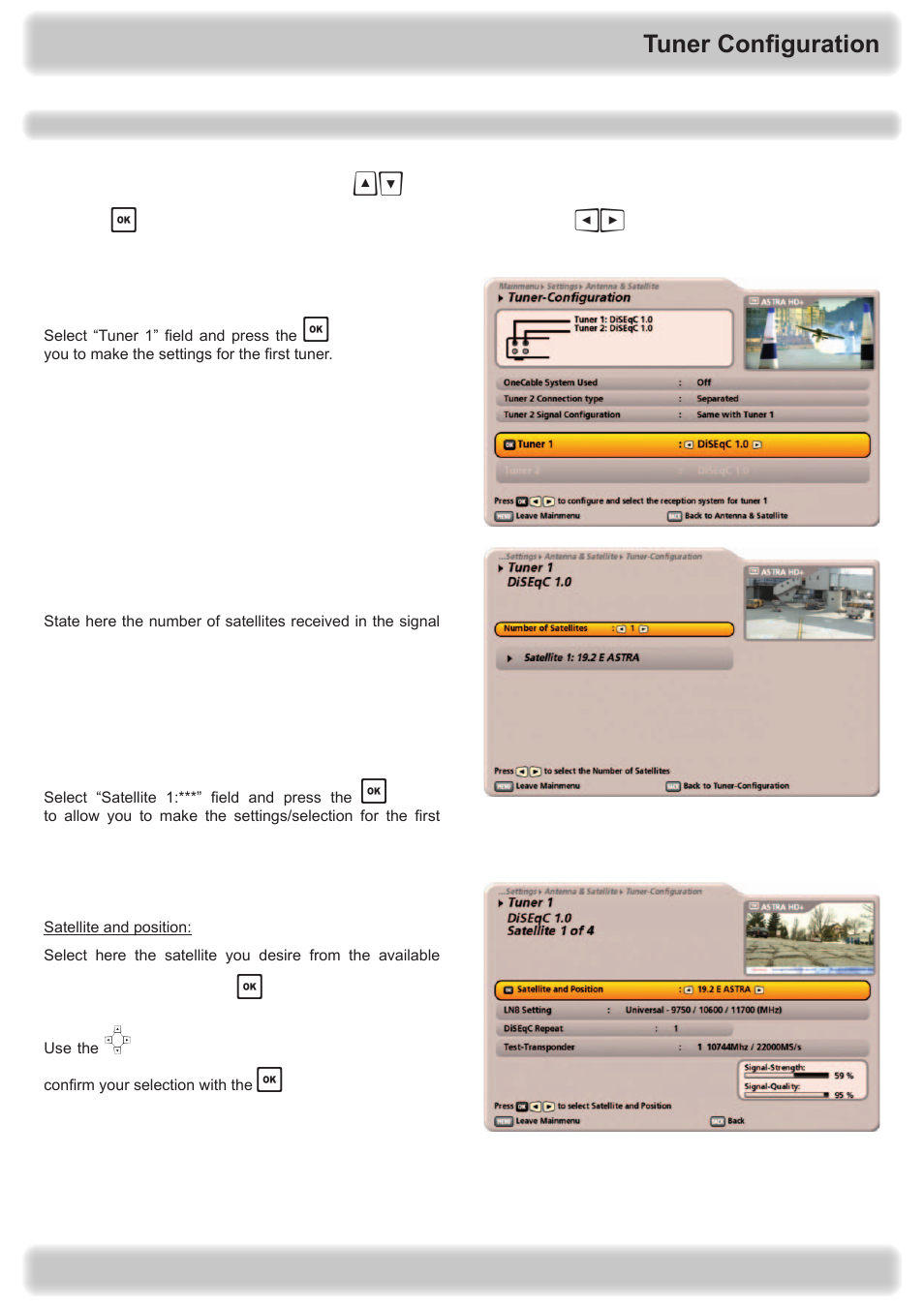 Tuner configuration | Kathrein UFS 922 si User Manual | Page 139 / 184