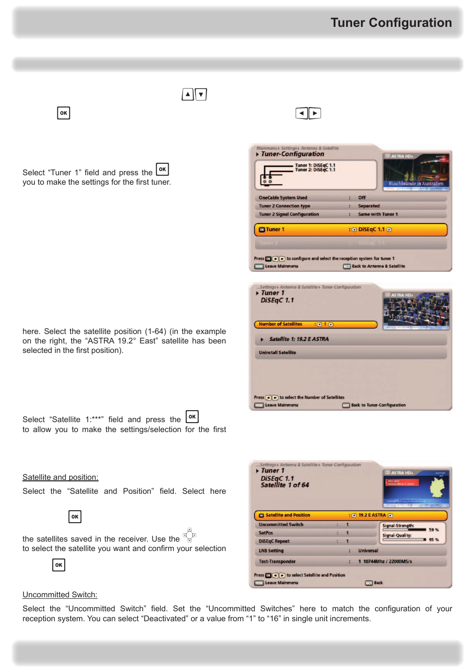 Tuner configuration | Kathrein UFS 922 si User Manual | Page 141 / 184