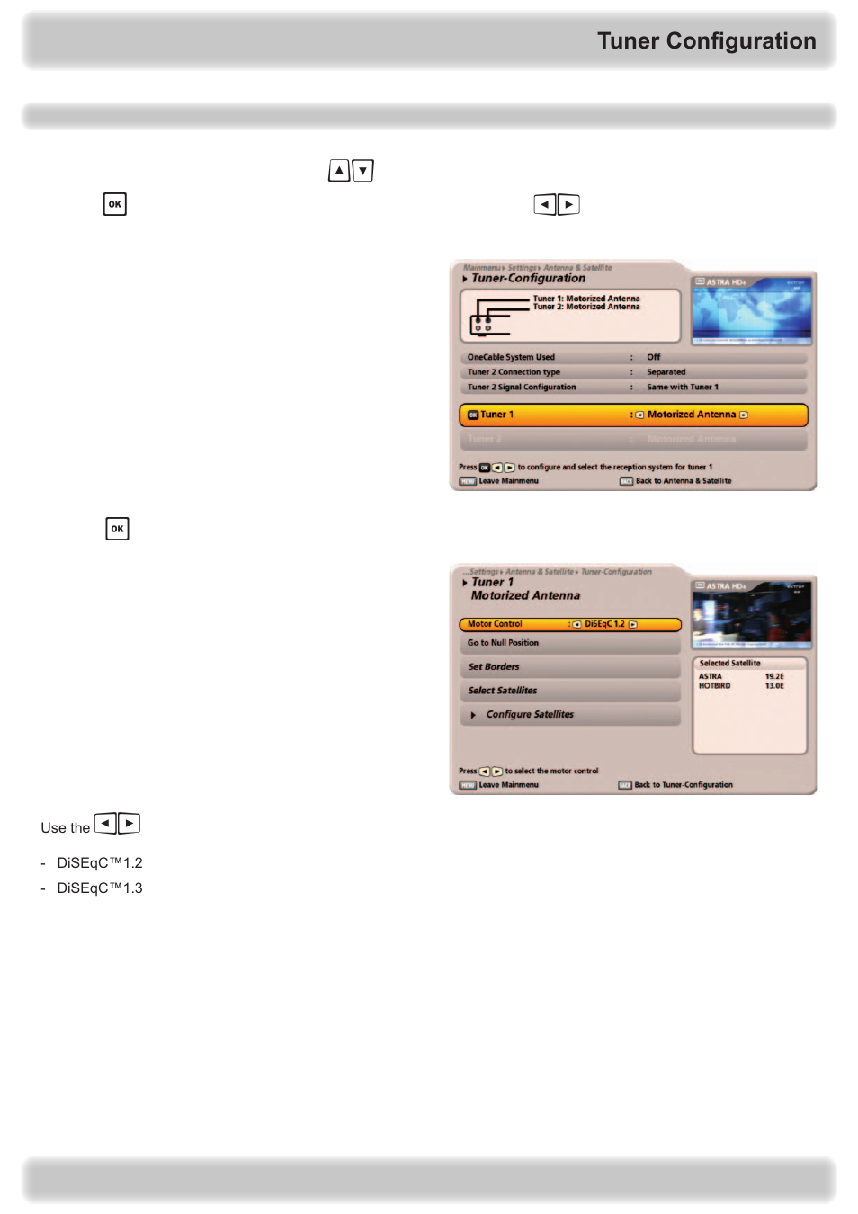 Tuner configuration | Kathrein UFS 922 si User Manual | Page 143 / 184