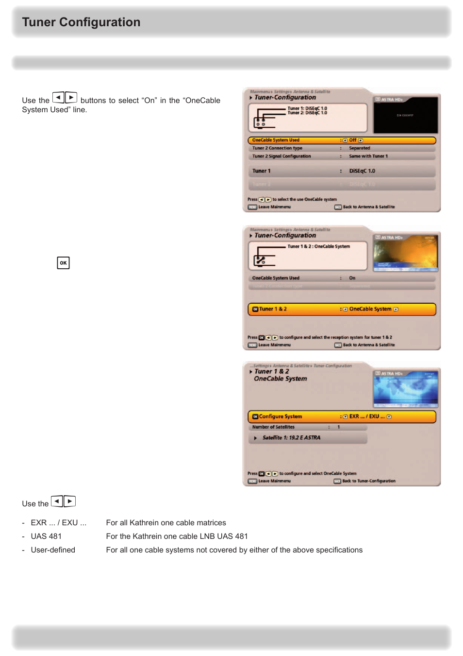 Tuner configuration | Kathrein UFS 922 si User Manual | Page 150 / 184