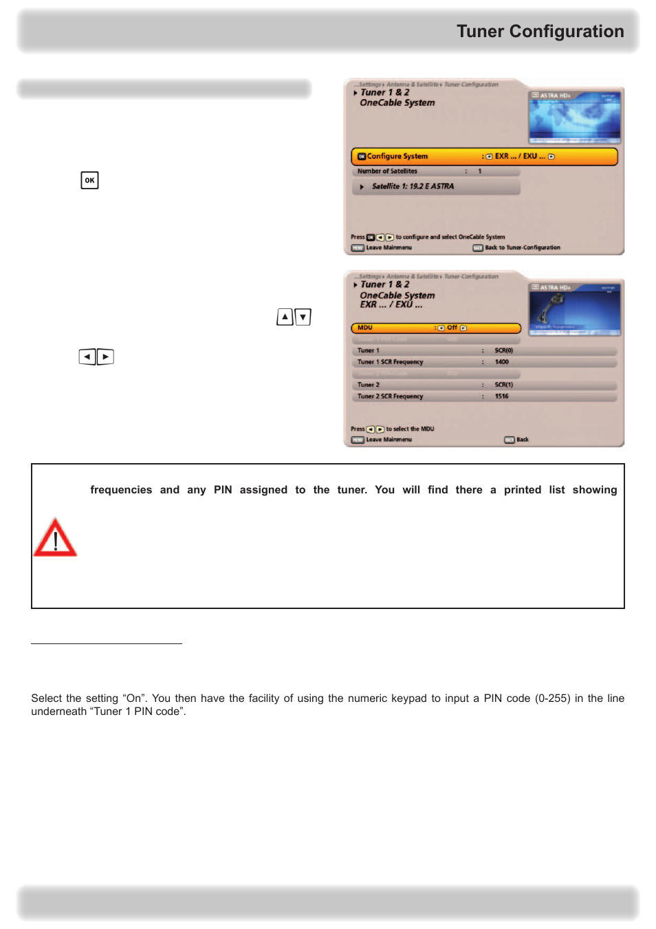 Tuner configuration | Kathrein UFS 922 si User Manual | Page 151 / 184