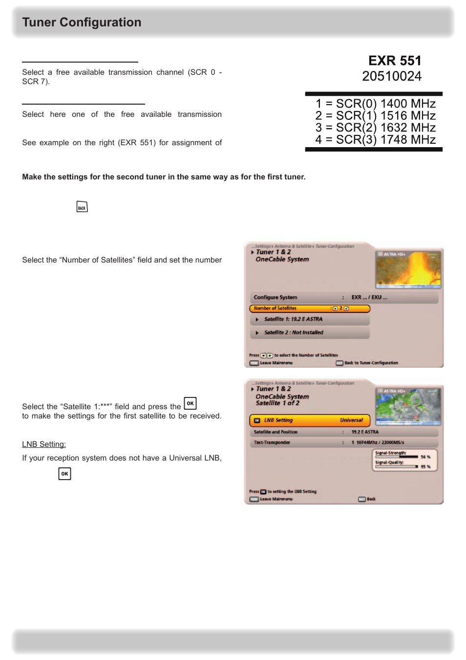 Tuner configuration | Kathrein UFS 922 si User Manual | Page 152 / 184