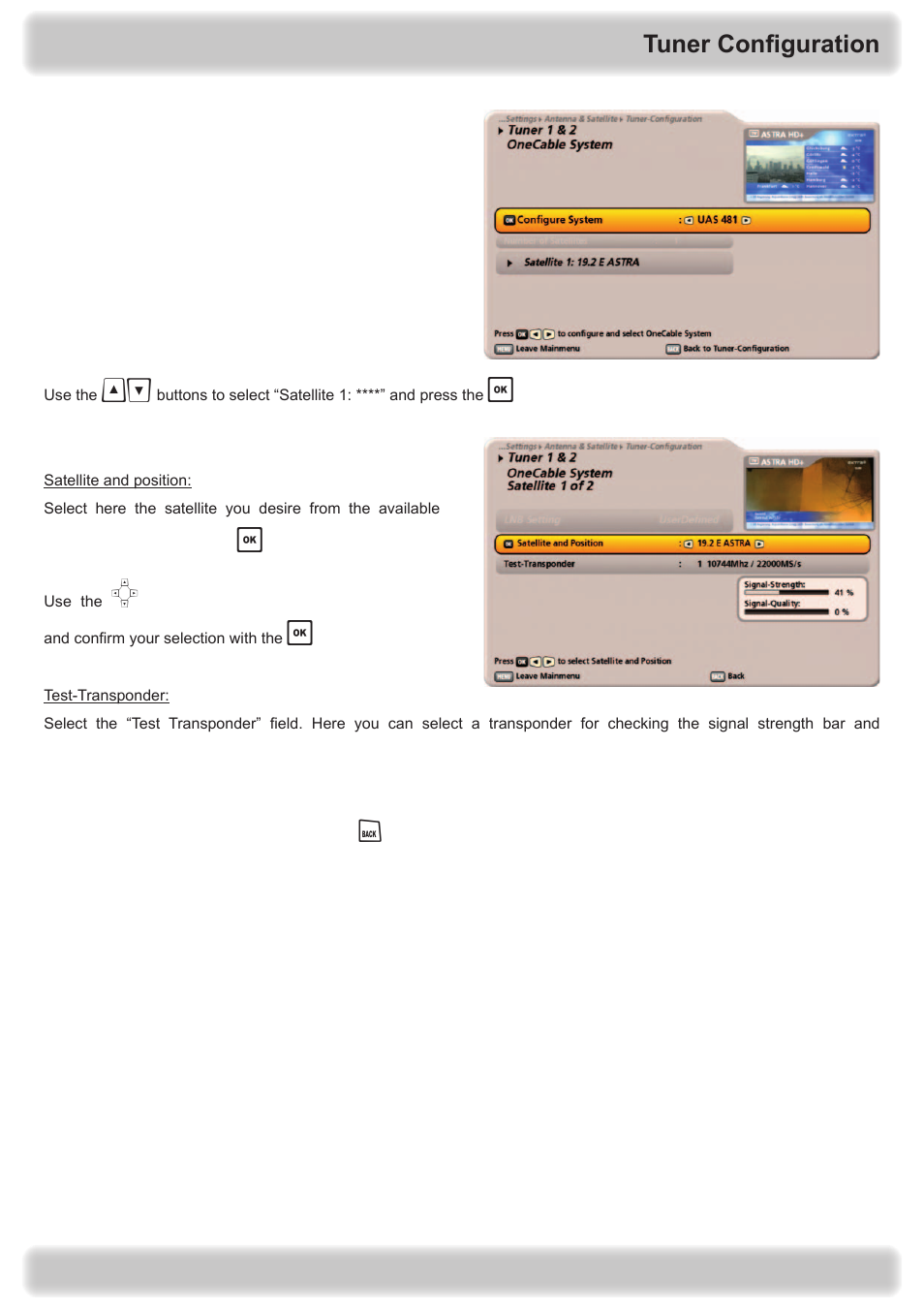 Tuner configuration | Kathrein UFS 922 si User Manual | Page 155 / 184