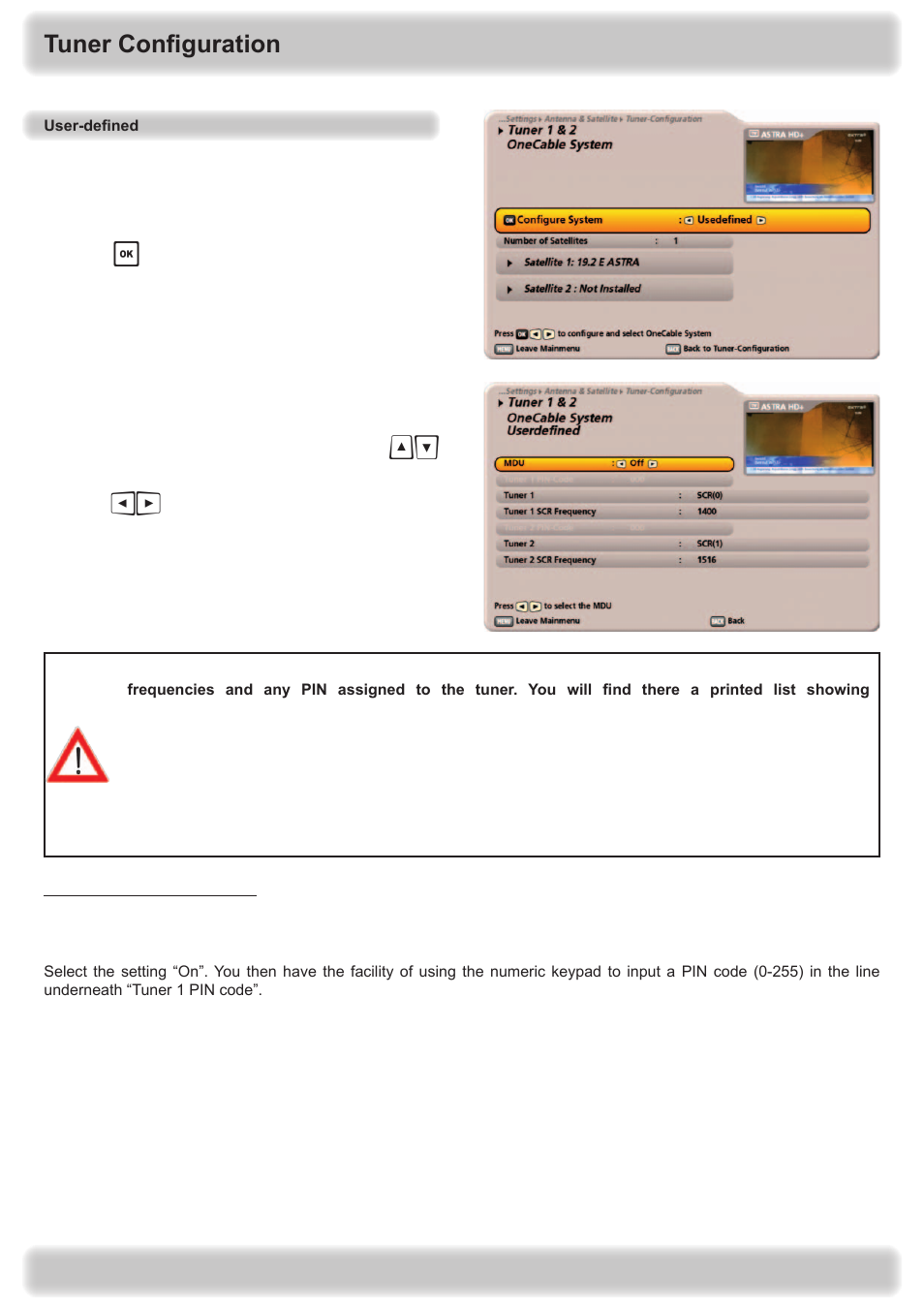 Tuner configuration | Kathrein UFS 922 si User Manual | Page 156 / 184