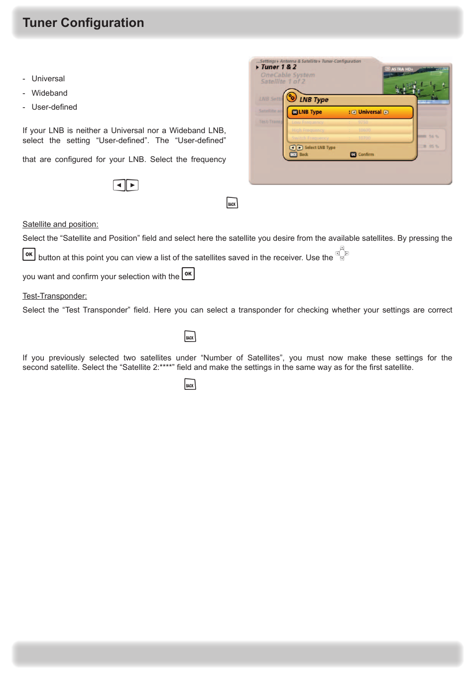 Tuner configuration | Kathrein UFS 922 si User Manual | Page 158 / 184