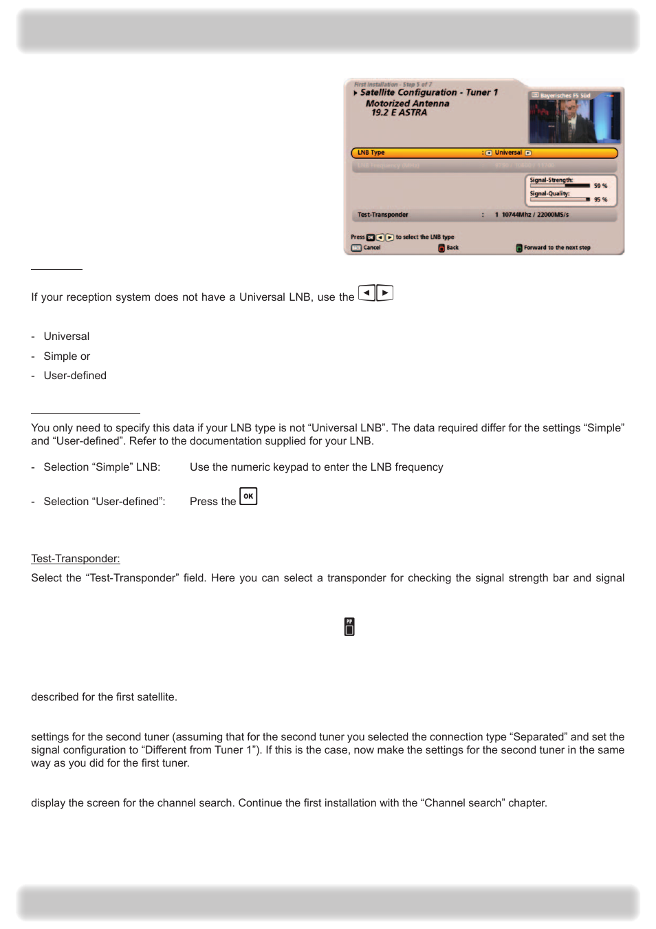 Connection and setup | Kathrein UFS 922 si User Manual | Page 29 / 184