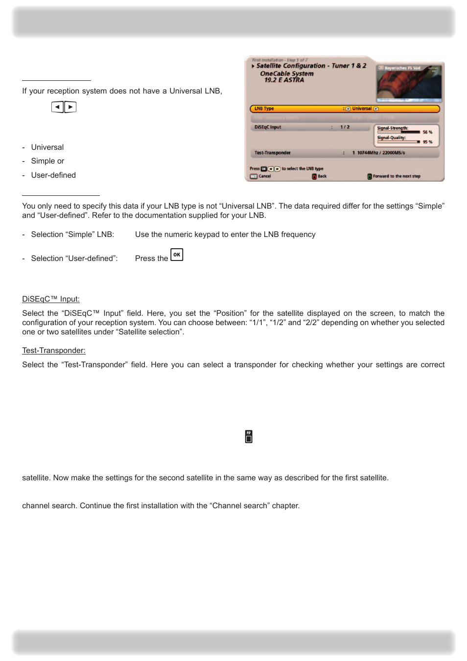 Connection and setup | Kathrein UFS 922 si User Manual | Page 35 / 184