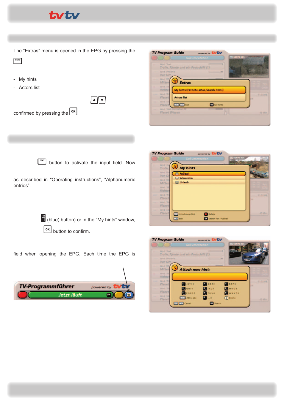 Premium epg | Kathrein UFS 922 si User Manual | Page 62 / 184