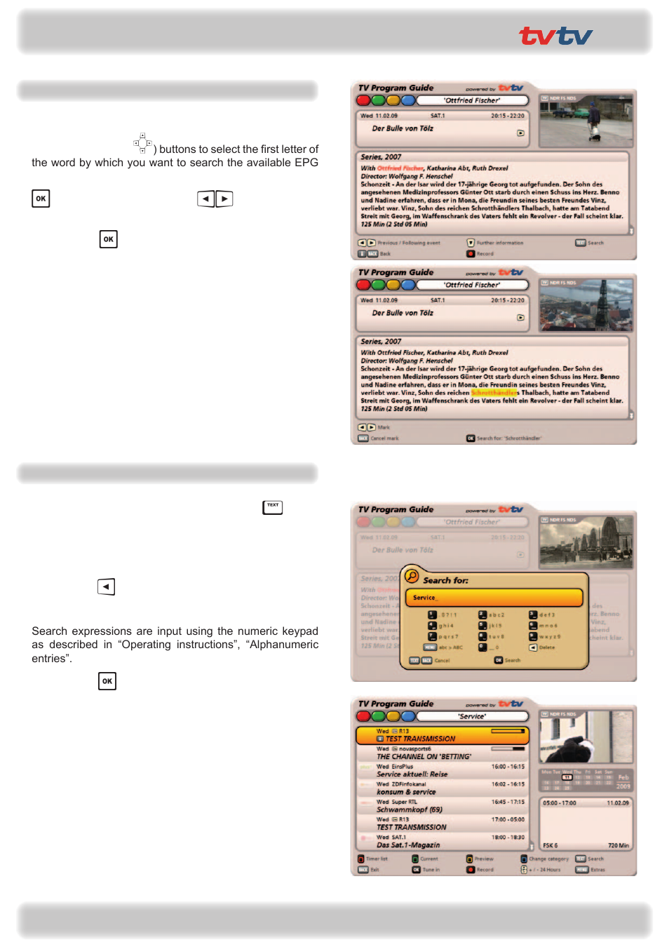 Premium epg | Kathrein UFS 922 si User Manual | Page 65 / 184