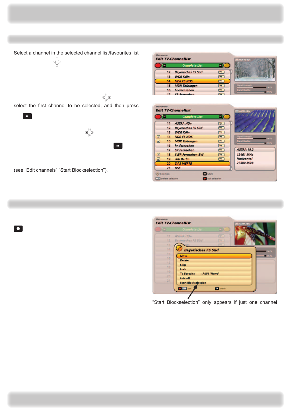 Editing the channel list | Kathrein UFS 922 si User Manual | Page 76 / 184