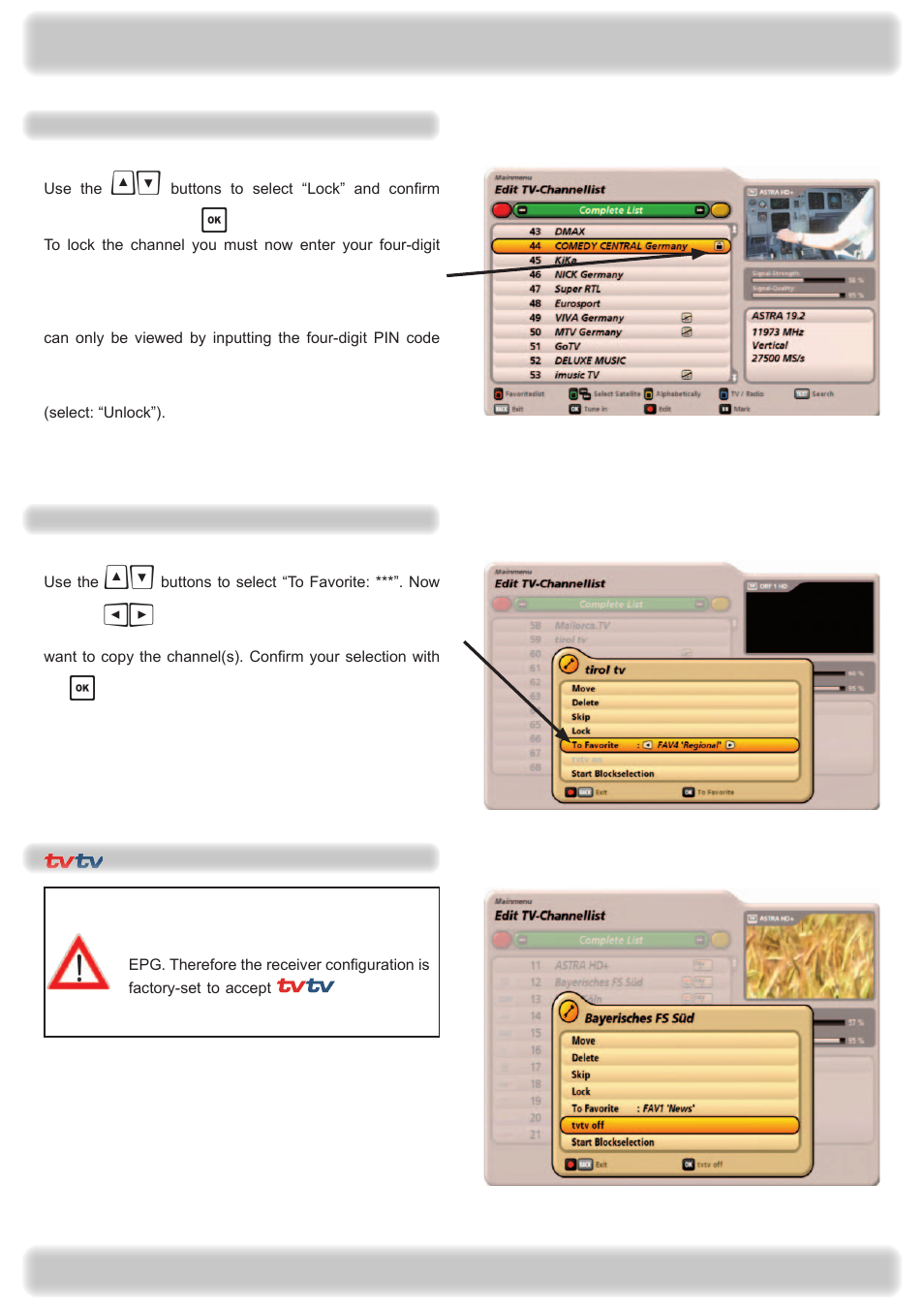 Editing the channel list | Kathrein UFS 922 si User Manual | Page 78 / 184