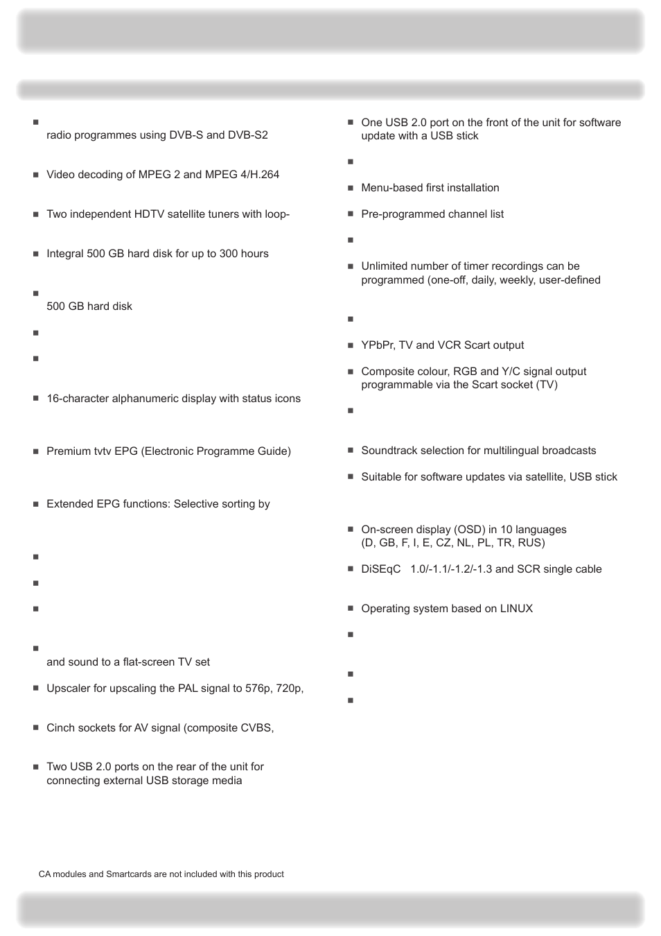 Receiver features/scope of supply/features, Features | Kathrein UFS 922 si User Manual | Page 8 / 184