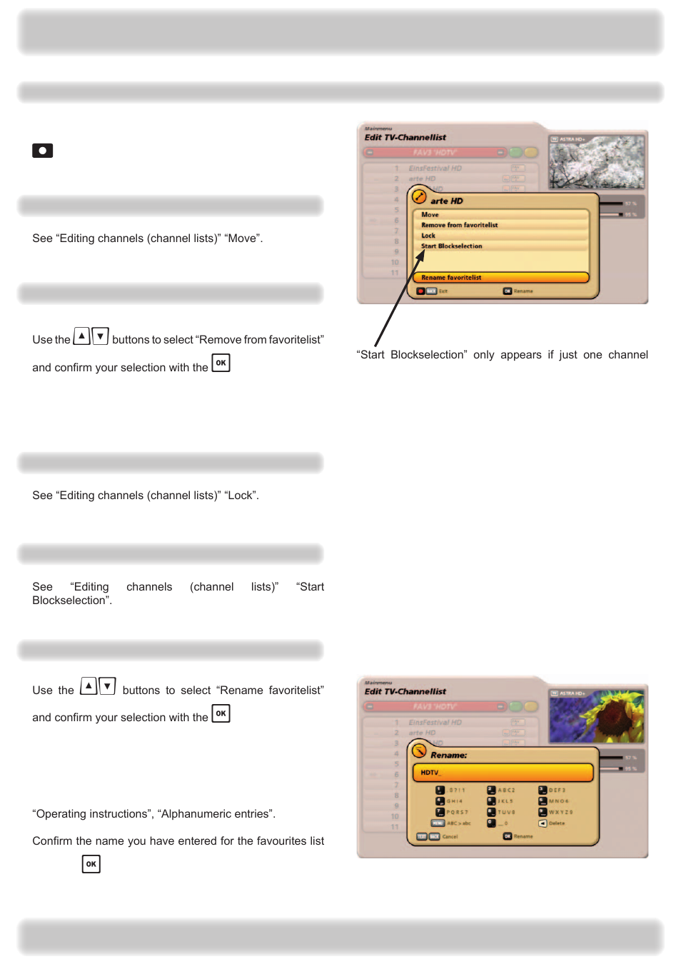 Editing the channel list | Kathrein UFS 922 si User Manual | Page 80 / 184