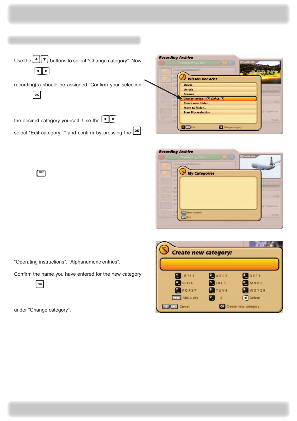 Recording archive (play back/edit recordings) | Kathrein UFS 922 si User Manual | Page 89 / 184