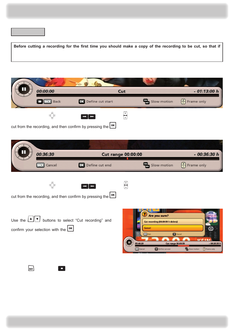 Recording archive (play back/edit recordings) | Kathrein UFS 922 si User Manual | Page 92 / 184