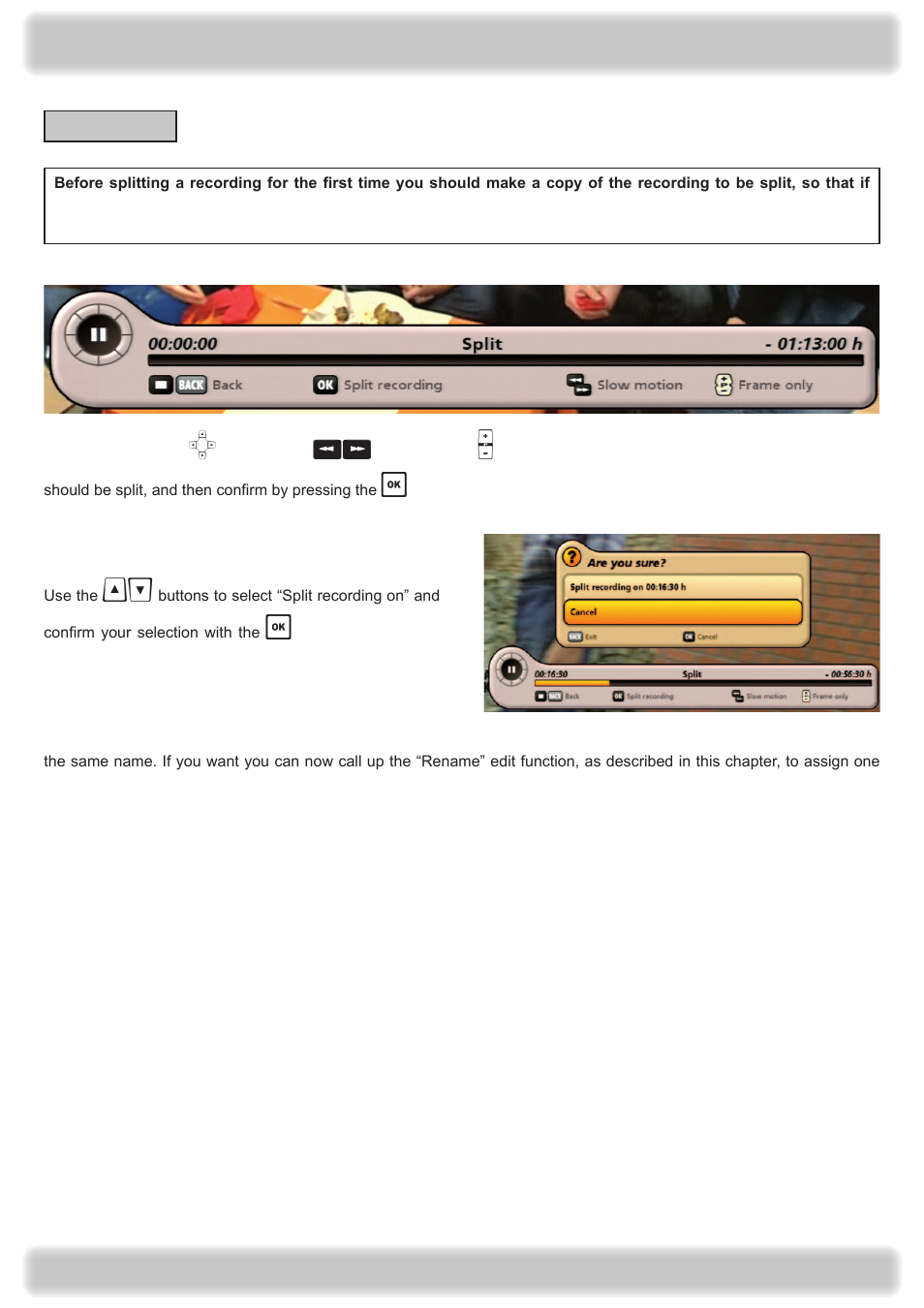 Recording archive (play back/edit recordings) | Kathrein UFS 922 si User Manual | Page 93 / 184