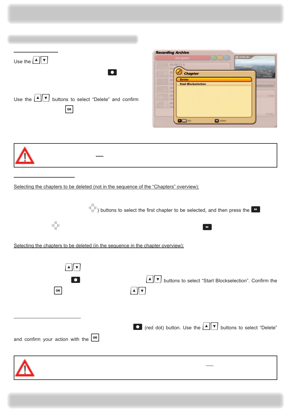 Recording archive (play back/edit recordings) | Kathrein UFS 922 si User Manual | Page 97 / 184