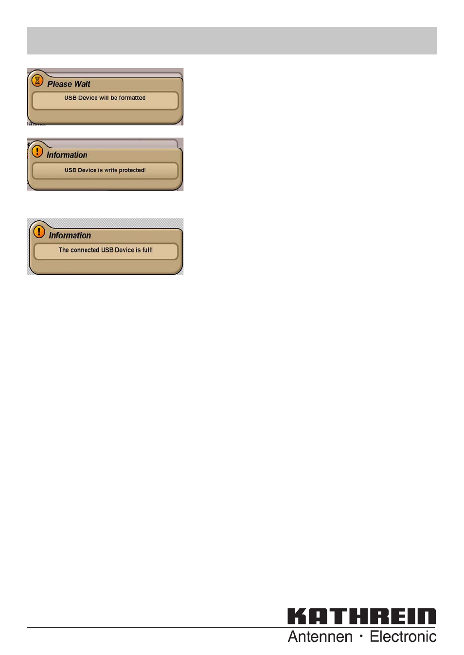 Messages/error messages | Kathrein UFS 910 User Manual | Page 16 / 16