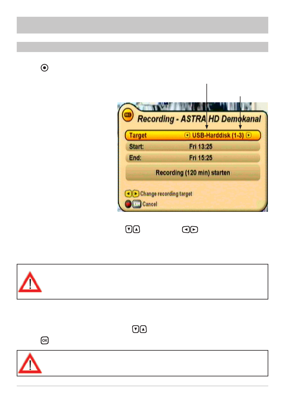 Recording | Kathrein UFS 910 User Manual | Page 6 / 16