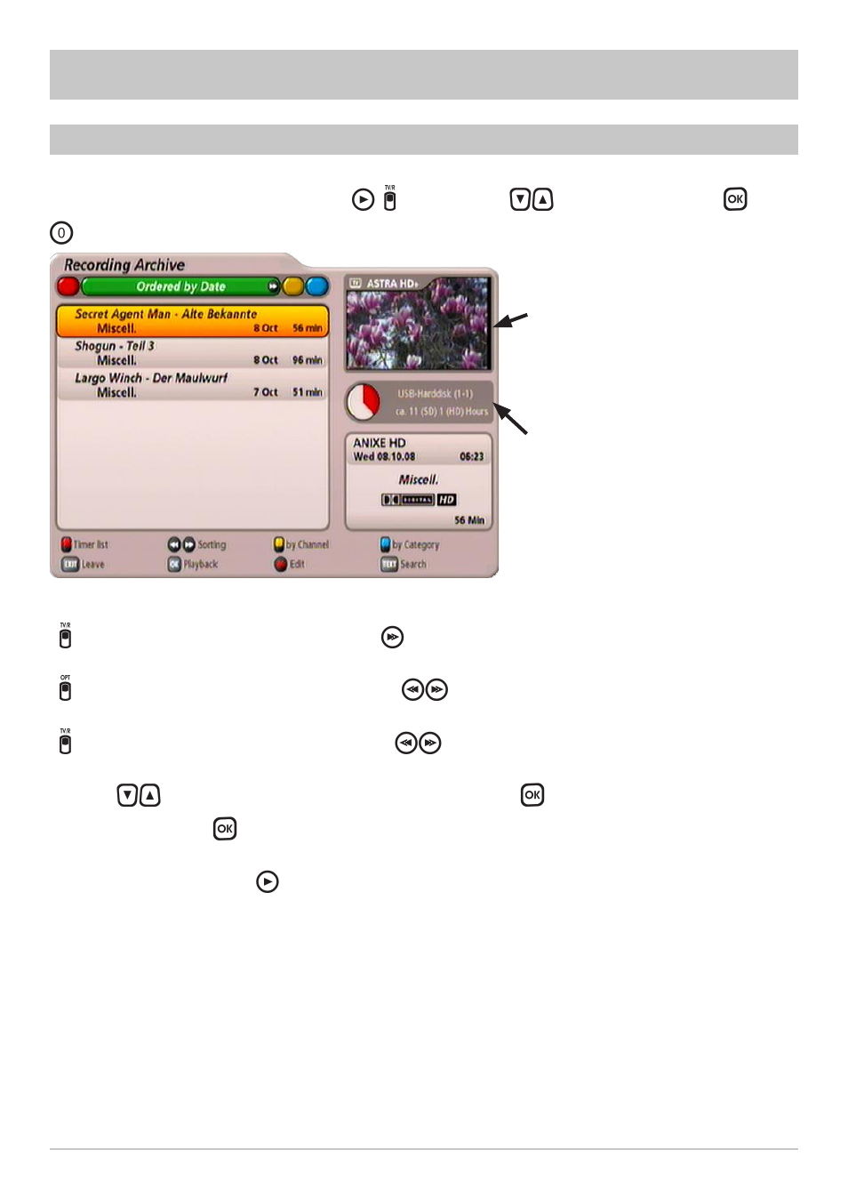 Playback | Kathrein UFS 910 User Manual | Page 9 / 16