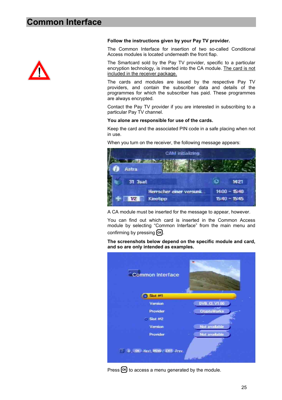 Common interface | Kathrein UFD 580 User Manual | Page 25 / 100