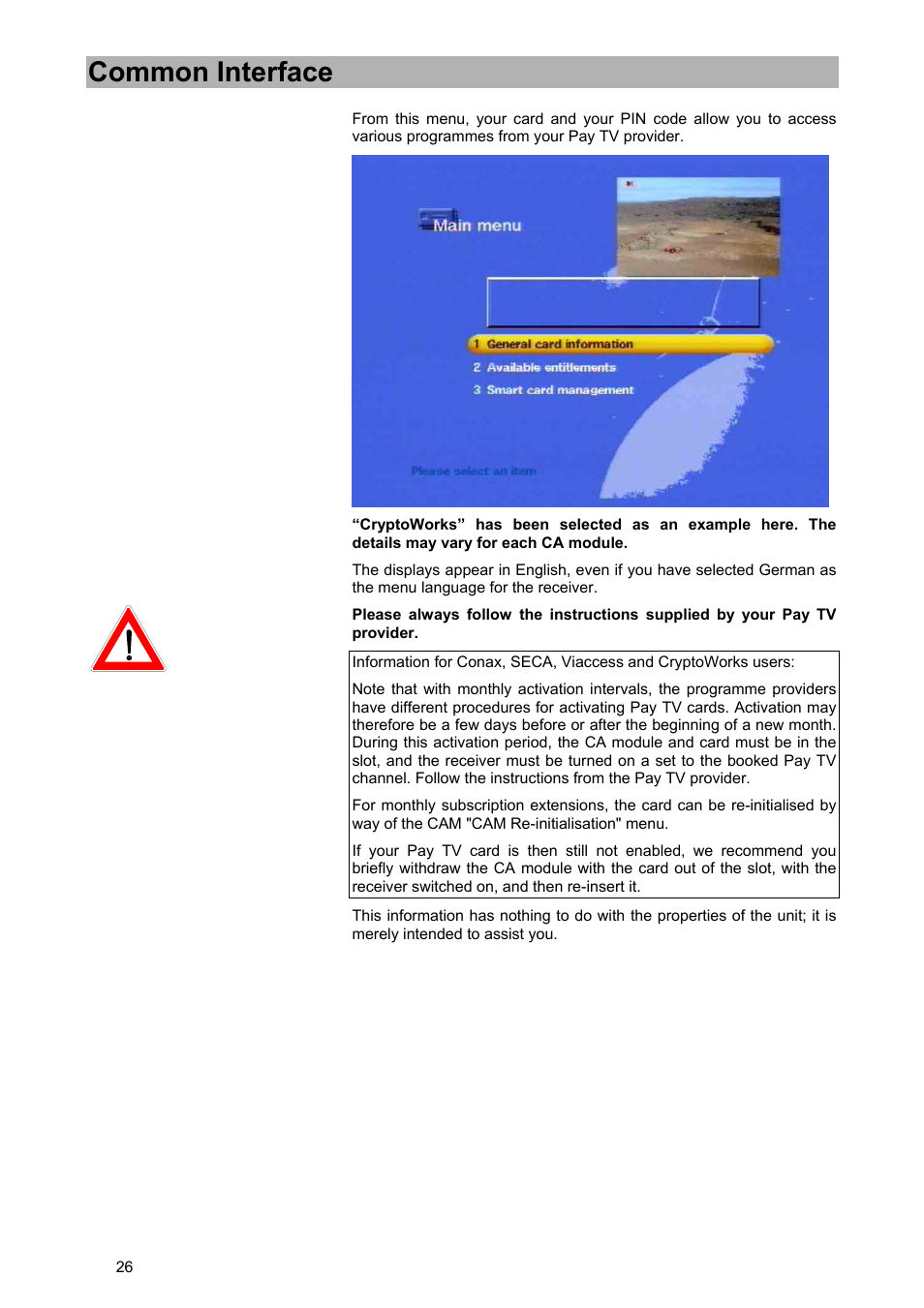 Common interface | Kathrein UFD 580 User Manual | Page 26 / 100