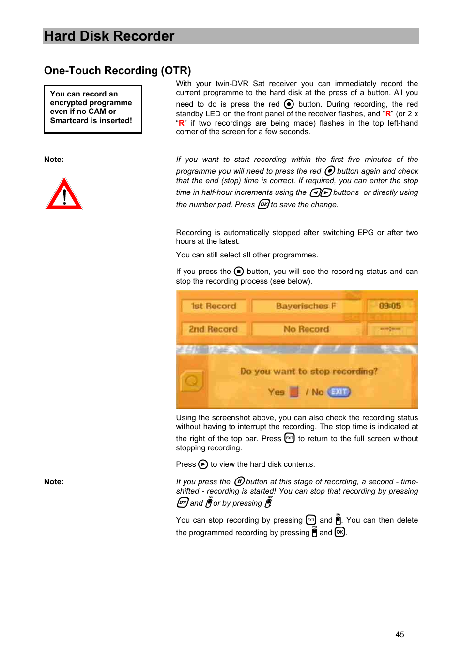 Hard disk recorder | Kathrein UFD 580 User Manual | Page 45 / 100