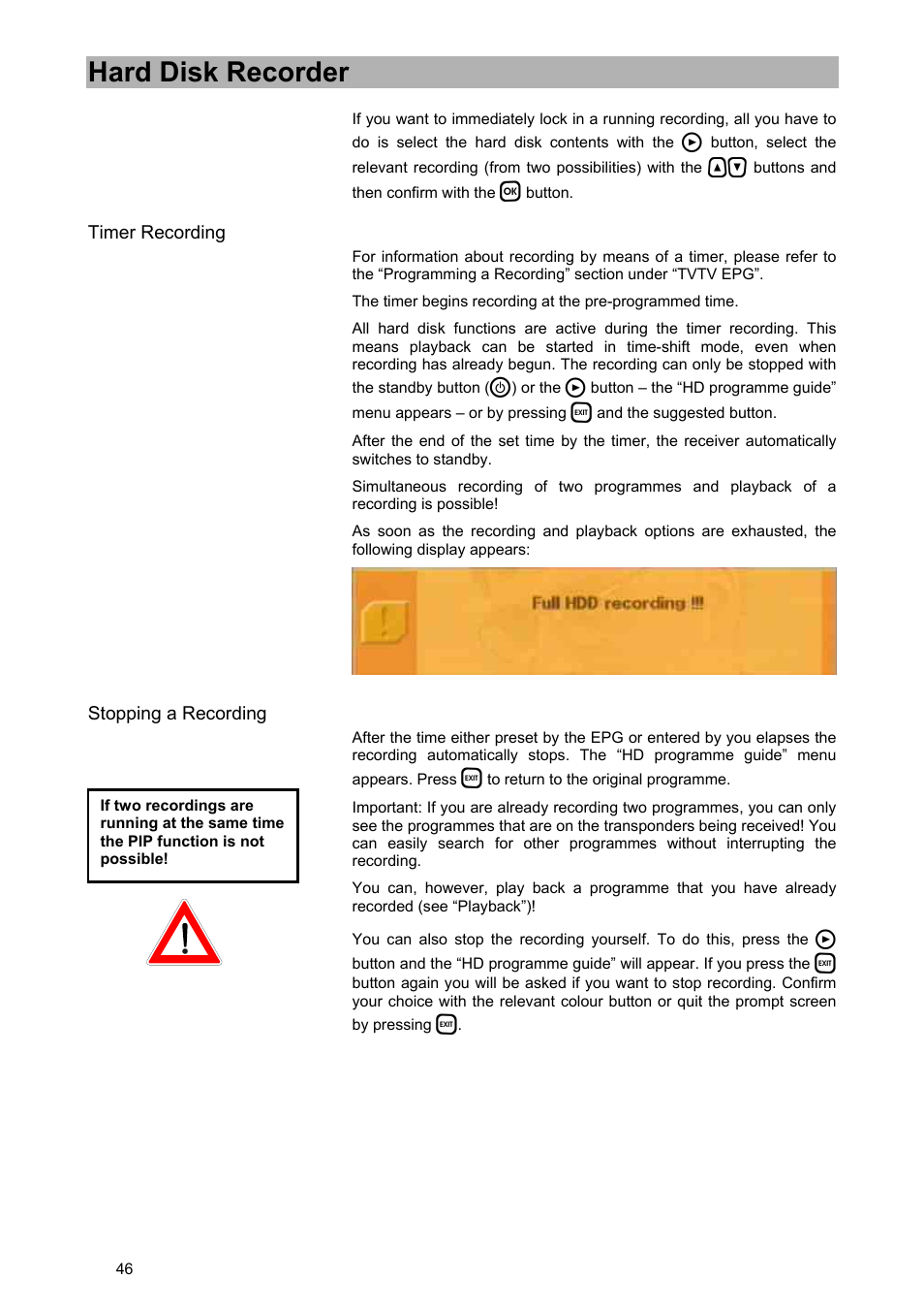 Hard disk recorder | Kathrein UFD 580 User Manual | Page 46 / 100