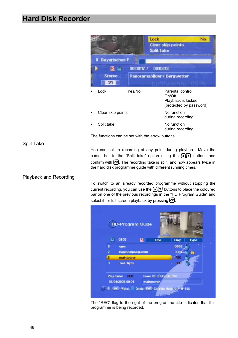 Hard disk recorder | Kathrein UFD 580 User Manual | Page 48 / 100