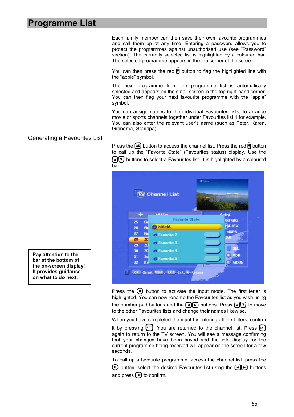 Programme list | Kathrein UFD 580 User Manual | Page 55 / 100