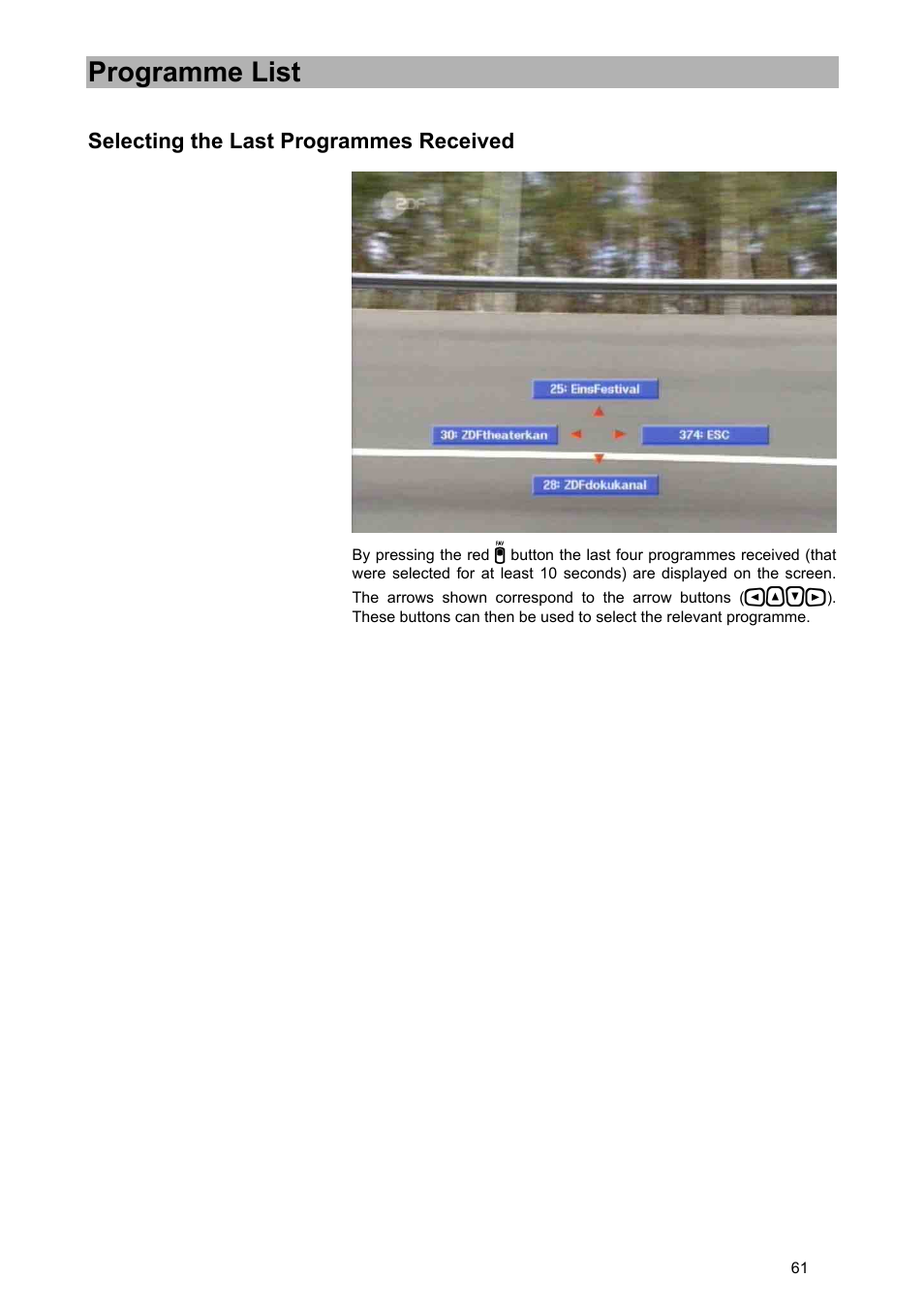 Programme list | Kathrein UFD 580 User Manual | Page 61 / 100