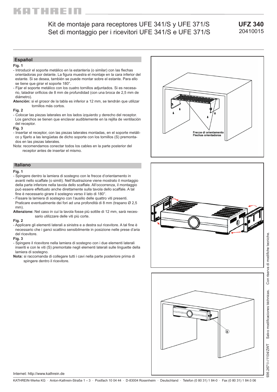 Kathrein UFE 371/S User Manual | Page 2 / 2