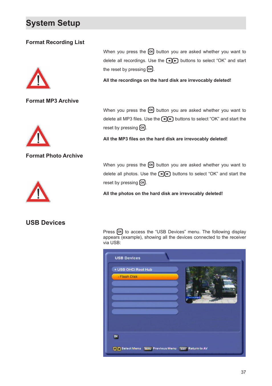 System setup | Kathrein Twin-PVR Satellite UFS 821si User Manual | Page 37 / 128