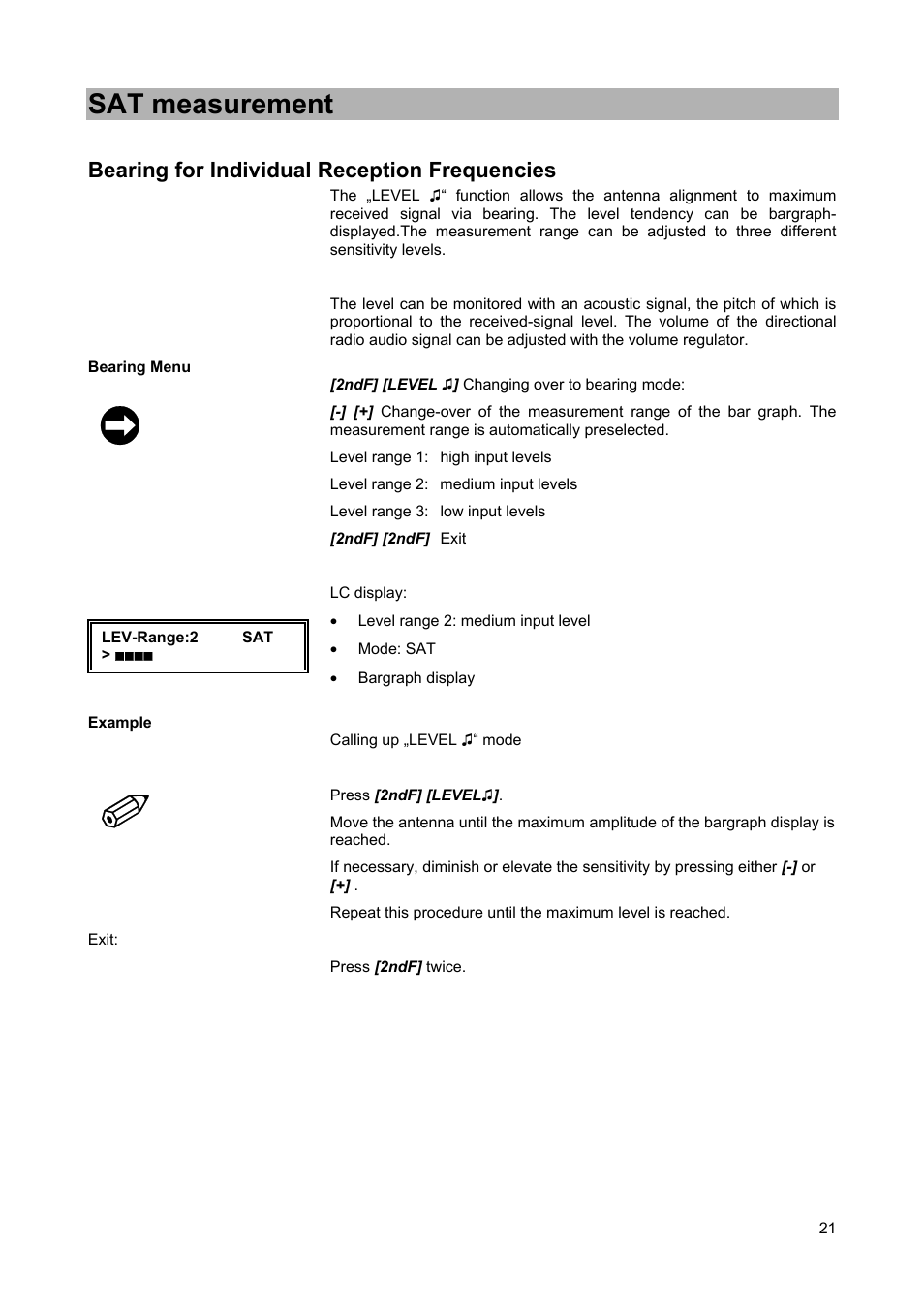 Sat measurement | Kathrein MSK 25 User Manual | Page 21 / 56