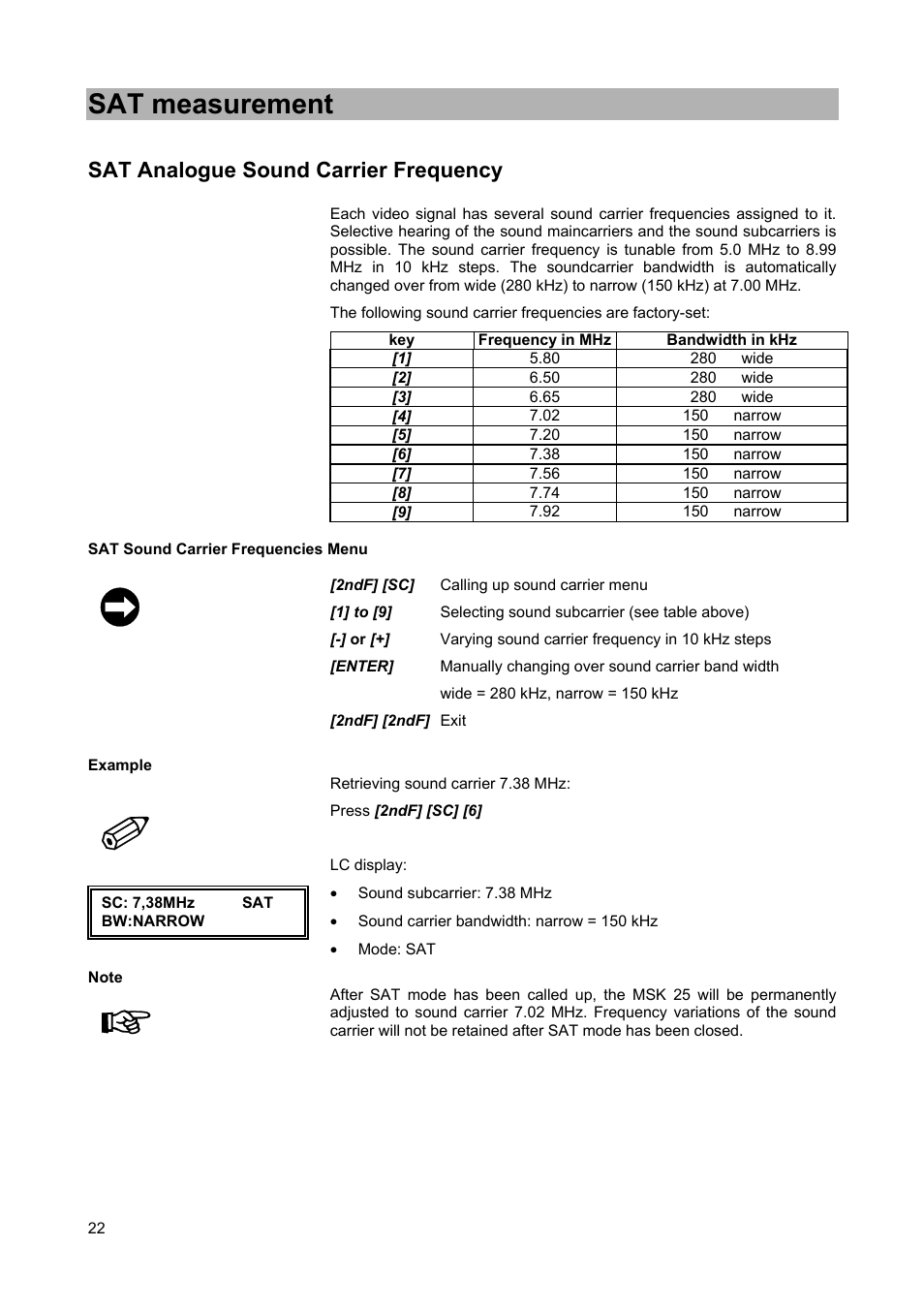 Sat measurement | Kathrein MSK 25 User Manual | Page 22 / 56