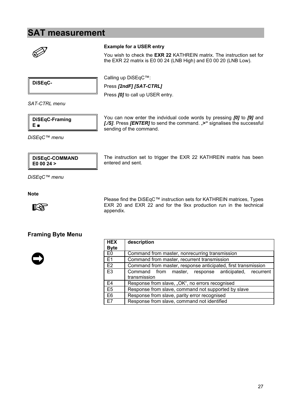 Sat measurement | Kathrein MSK 25 User Manual | Page 27 / 56