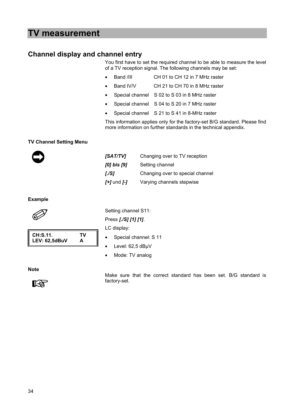 Tv measurement | Kathrein MSK 25 User Manual | Page 34 / 56