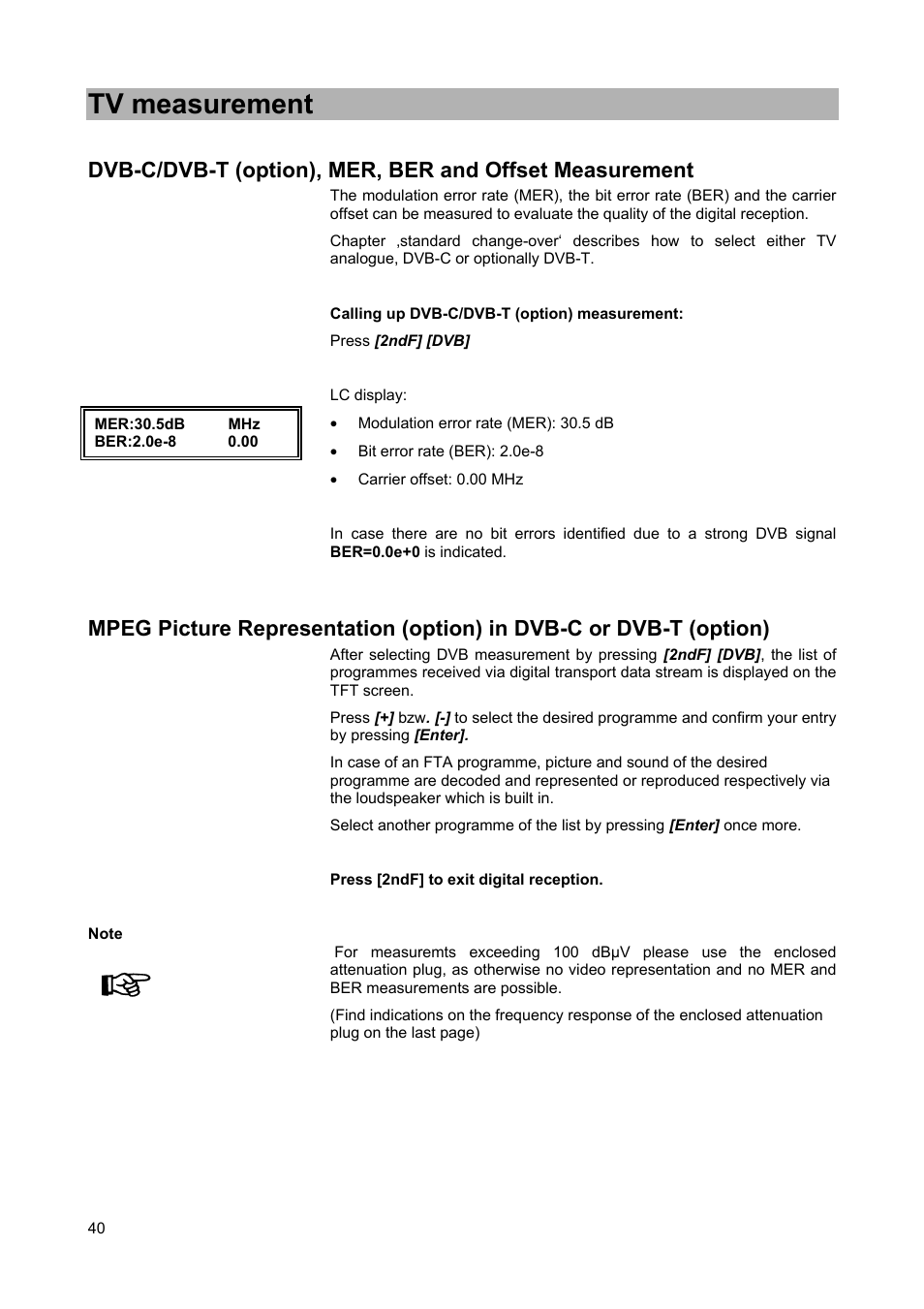 Tv measurement | Kathrein MSK 25 User Manual | Page 40 / 56