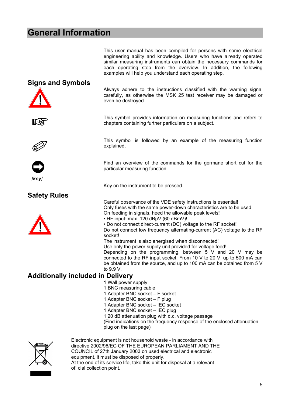 General information | Kathrein MSK 25 User Manual | Page 5 / 56