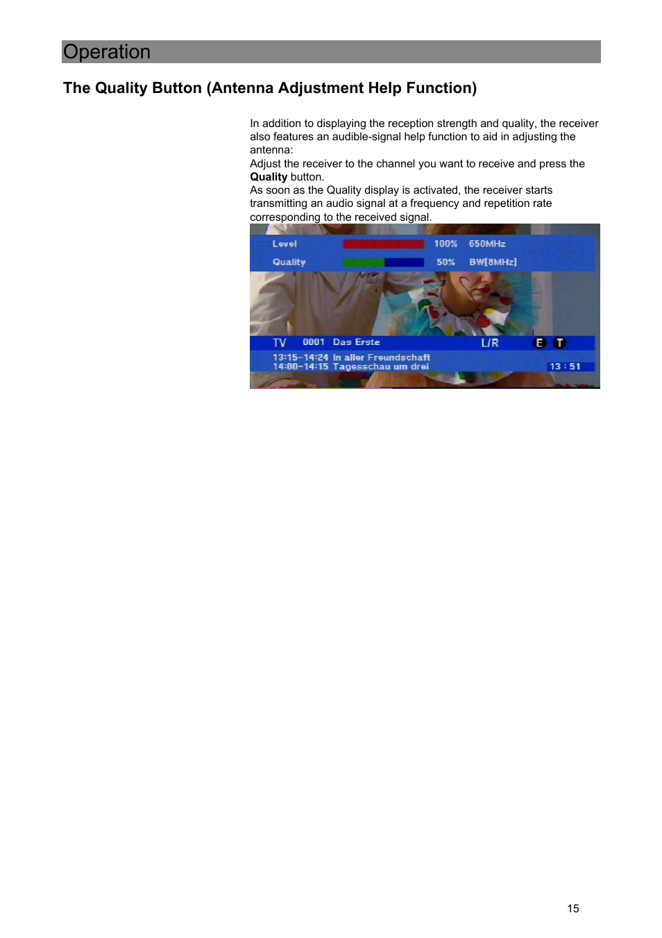 Operation | Kathrein Euroline UFE 370/S User Manual | Page 15 / 36