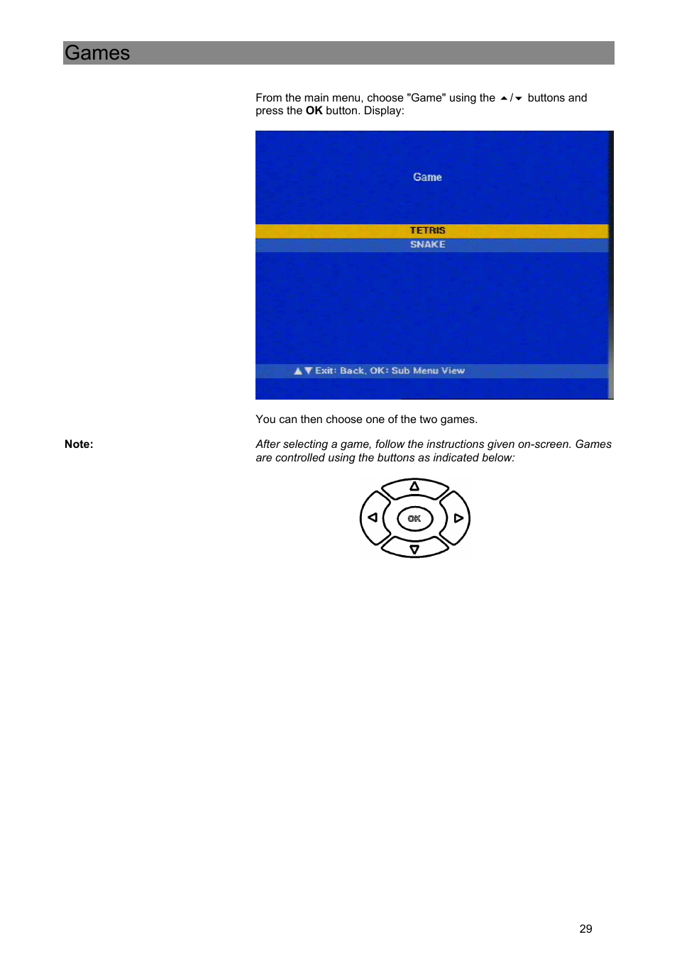 Games | Kathrein Euroline UFE 370/S User Manual | Page 29 / 36