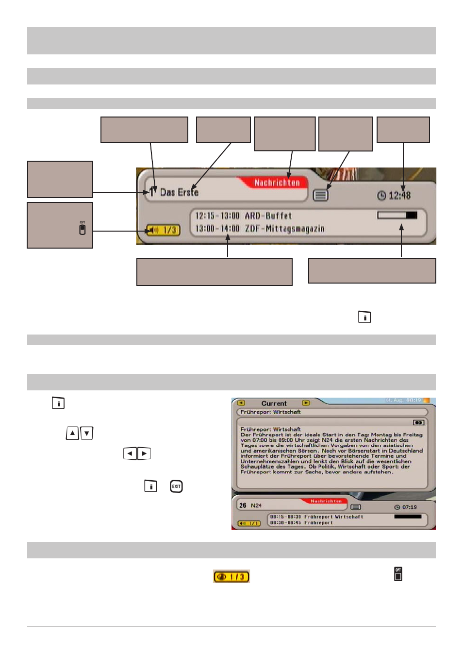 On-screen displays (osd) | Kathrein UFS 640si User Manual | Page 32 / 80