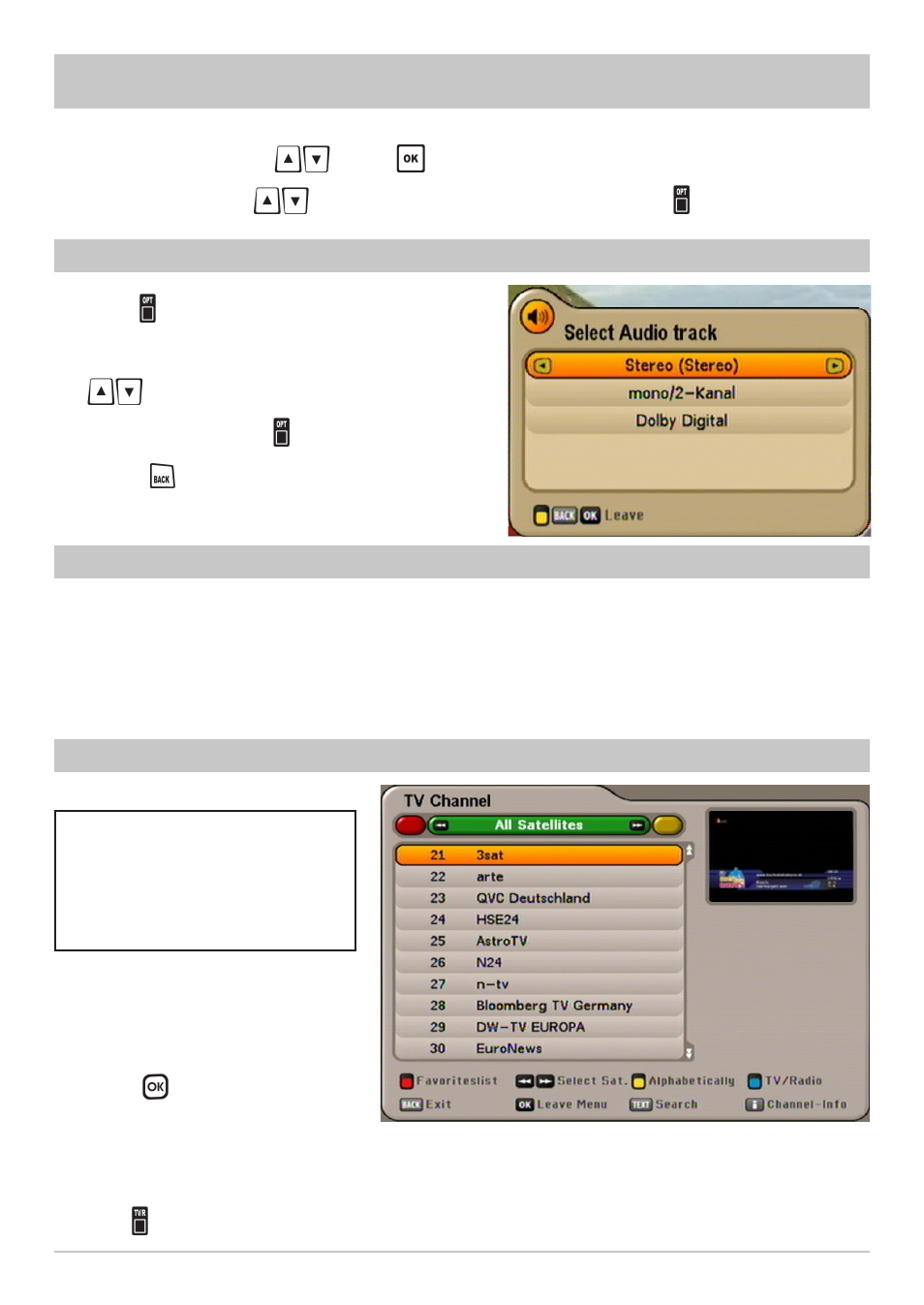 On-screen displays (osd) | Kathrein UFS 640si User Manual | Page 33 / 80