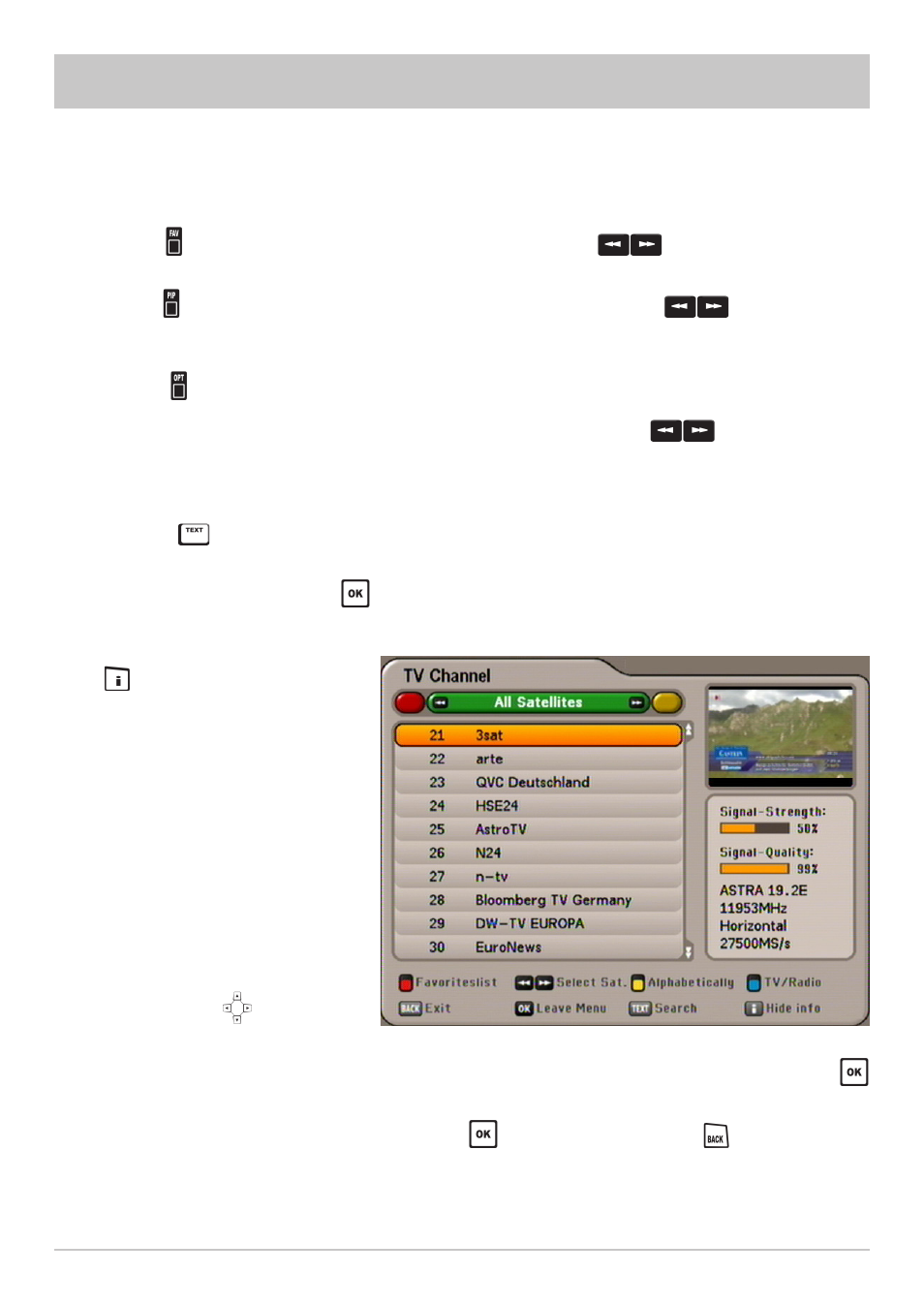 On-screen displays (osd) | Kathrein UFS 640si User Manual | Page 34 / 80